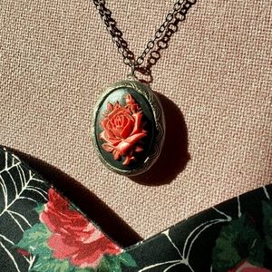 Rose Cameo Locket Necklace